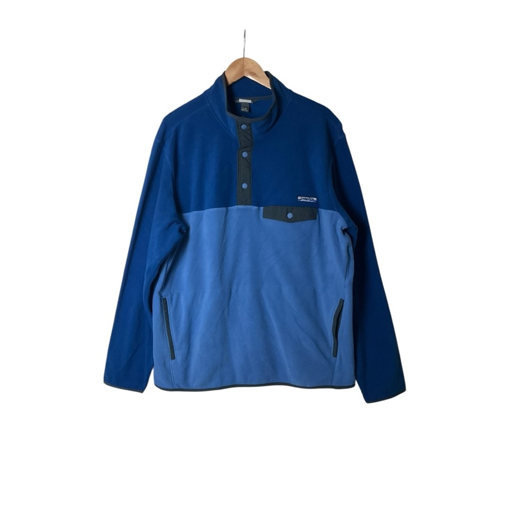 NWT Eddie Bauer Mr Chutes Snap Mock Fleece Pullover Mens XL Blue Colorblock